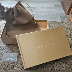 Gucci Medium Brown Gift Box Set Dust Bag Card Vintage Packaging Handbag Storage